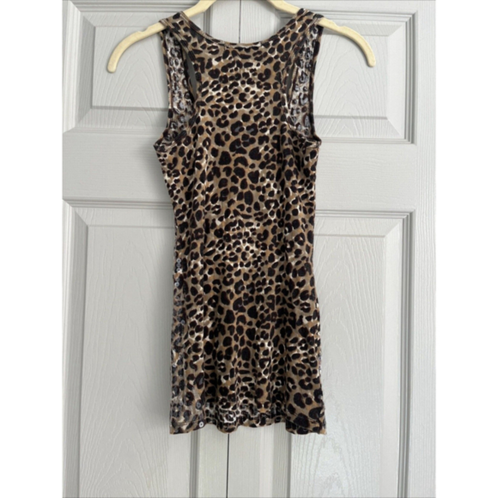 Arden B Women's Brown Cheetah Animal Print Sequin Stretch Tank Top Snooki Sz XS - Picture 5 of 9